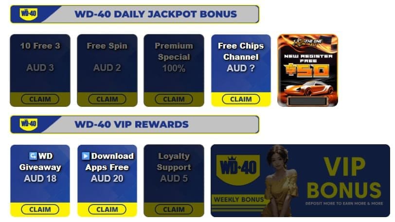 WD40 Casino Bonus 2026 – 200% up to AU$5,000 & 150 Spins image 2